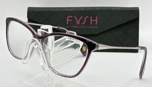 Fysh 3611 Eyeglasses Cat Eye Purple Women 53-15-138 w/ Case